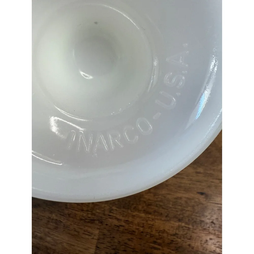 Vintage INARCO USA Milk Glass Pedestal‎ Vase Fluted Design Decor Flower Planter - Picture 7 of 7